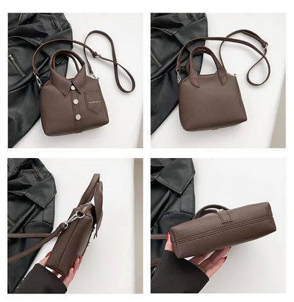 PU Leather Square Bag for Women – Compact Shoulder & Crossbody Handbag with Zipper Closure, Elegant Fashion Purse
