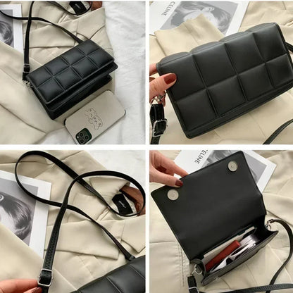 Women’s 2025 Fashion PU Shoulder & Crossbody Bag – Literary Plaid Design Handbag, Soft Flap Purse with Hasp Closure and Spacious Interior
