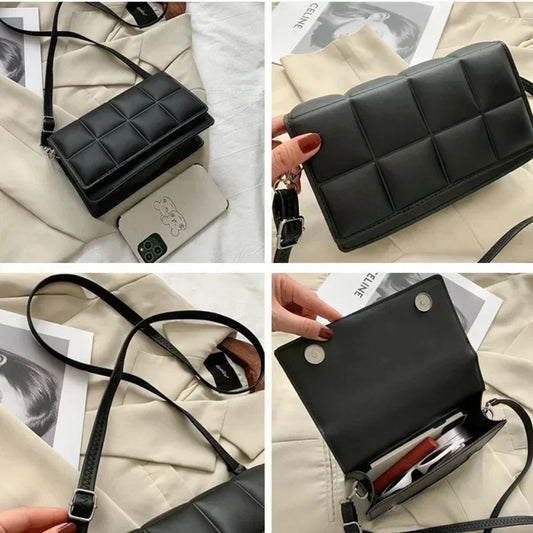 Women’s 2025 Fashion PU Shoulder & Crossbody Bag – Literary Plaid Design Handbag, Soft Flap Purse with Hasp Closure and Spacious Interior
