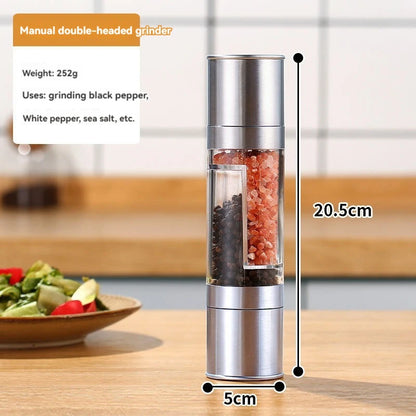 2-in-1 Manual Salt & Pepper Grinder – Adjustable Stainless Steel Spice Mill with Ceramic Grinder | Kitchen Seasoning Tool