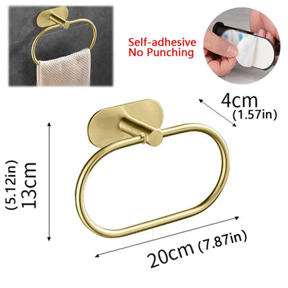 Self-Adhesive Stainless Steel Towel Rack – No-Drill Wall Mounted Towel Holder | Rotatable, Rustproof & Polished Bathroom & Kitchen Organizer