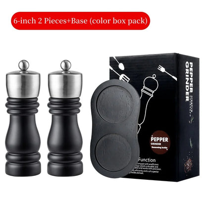 Manual Wooden Pepper Grinder – Adjustable Ceramic Salt and Pepper Mill with Stainless Steel Cap, Refillable Spice Grinder for Kitchen and Dining