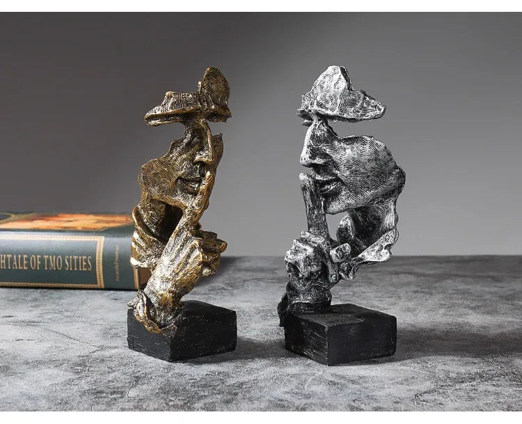 Abstract Resin Sculpture Set – Silence Is Gold Office & Home Décor