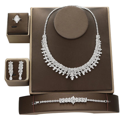 Bridal Zirconia Jewelry Set for Women – Luxury Necklace, Earrings, Ring & Bracelet Wedding Party Gift