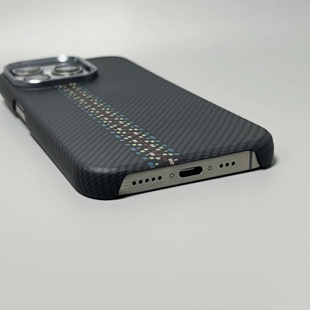 Luxury Carbon Fiber Slim Case for iPhone – Ultra-Thin Hard PC Cover with Alloy Lens Protection | Shockproof & Anti-Fingerprint