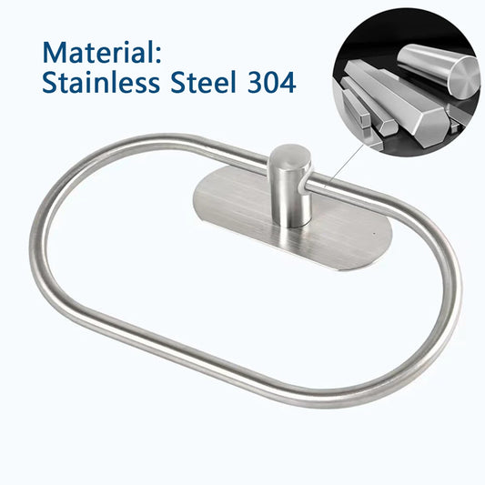 Self-Adhesive Stainless Steel Towel Rack – No-Drill Wall Mounted Towel Holder | Rotatable, Rustproof & Polished Bathroom & Kitchen Organizer