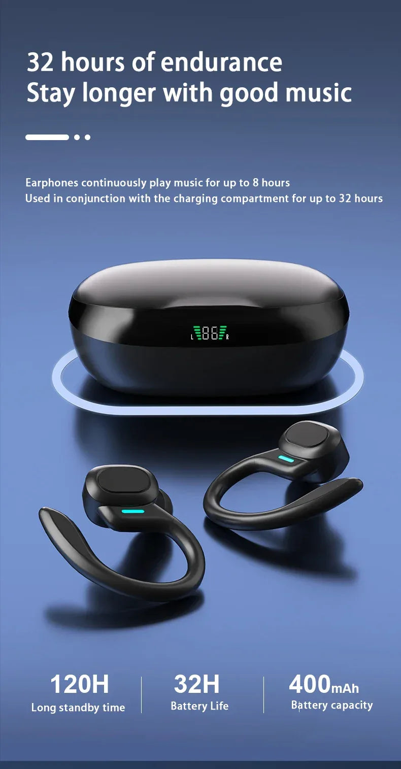 Ear-Hook Bluetooth 5.3 Wireless Earbuds with Charging Case