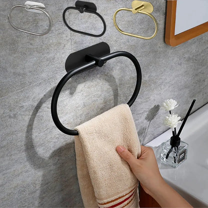 Self-Adhesive Stainless Steel Towel Rack – No-Drill Wall Mounted Towel Holder | Rotatable, Rustproof & Polished Bathroom & Kitchen Organizer