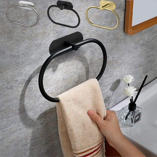 Self-Adhesive Stainless Steel Towel Rack – No-Drill Wall Mounted Towel Holder | Rotatable, Rustproof & Polished Bathroom & Kitchen Organizer