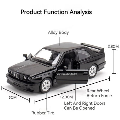 1:36 Scale BMW M3 1987 Diecast Car Model – Pull Back Toy Vehicle with Openable Doors (Metal Alloy)