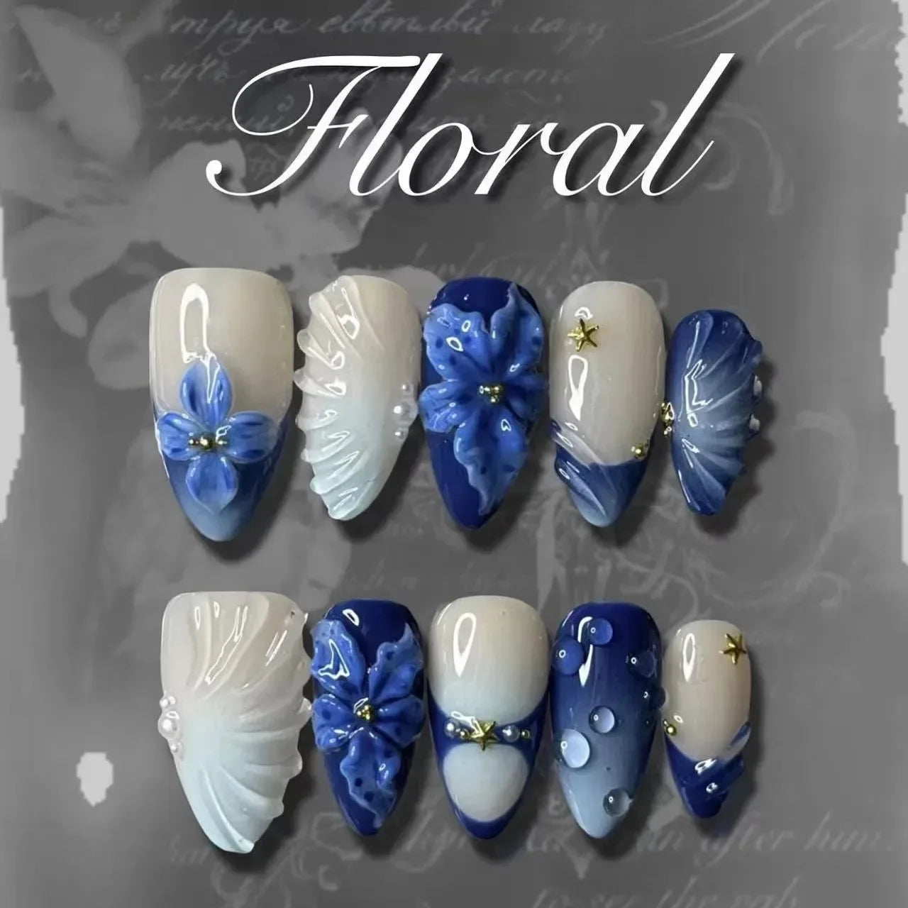 24 Pcs 3D Leopard Press On Nails – Medium Almond Acrylic Fake Nails with Polka Dot & Embossed Flower Design, Reusable Glue On Nails for Women