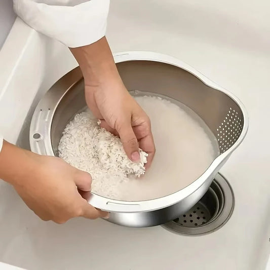 Stainless Steel Kitchen Colander – Durable & Rust-Resistant Strainer for Rice, Pasta, Vegetables | Premium Drain Basket
