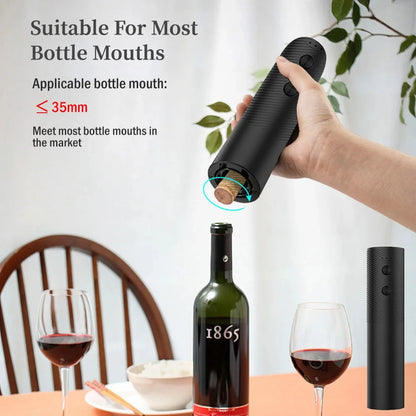 Electric Wine Bottle Opener – Automatic Rechargeable Corkscrew with One-Click Button | Cordless Red Wine Opener Kitchen Tool | USB Charging