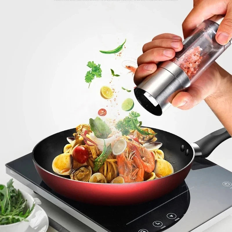 2-in-1 Manual Salt & Pepper Grinder – Adjustable Stainless Steel Spice Mill with Ceramic Grinder | Kitchen Seasoning Tool