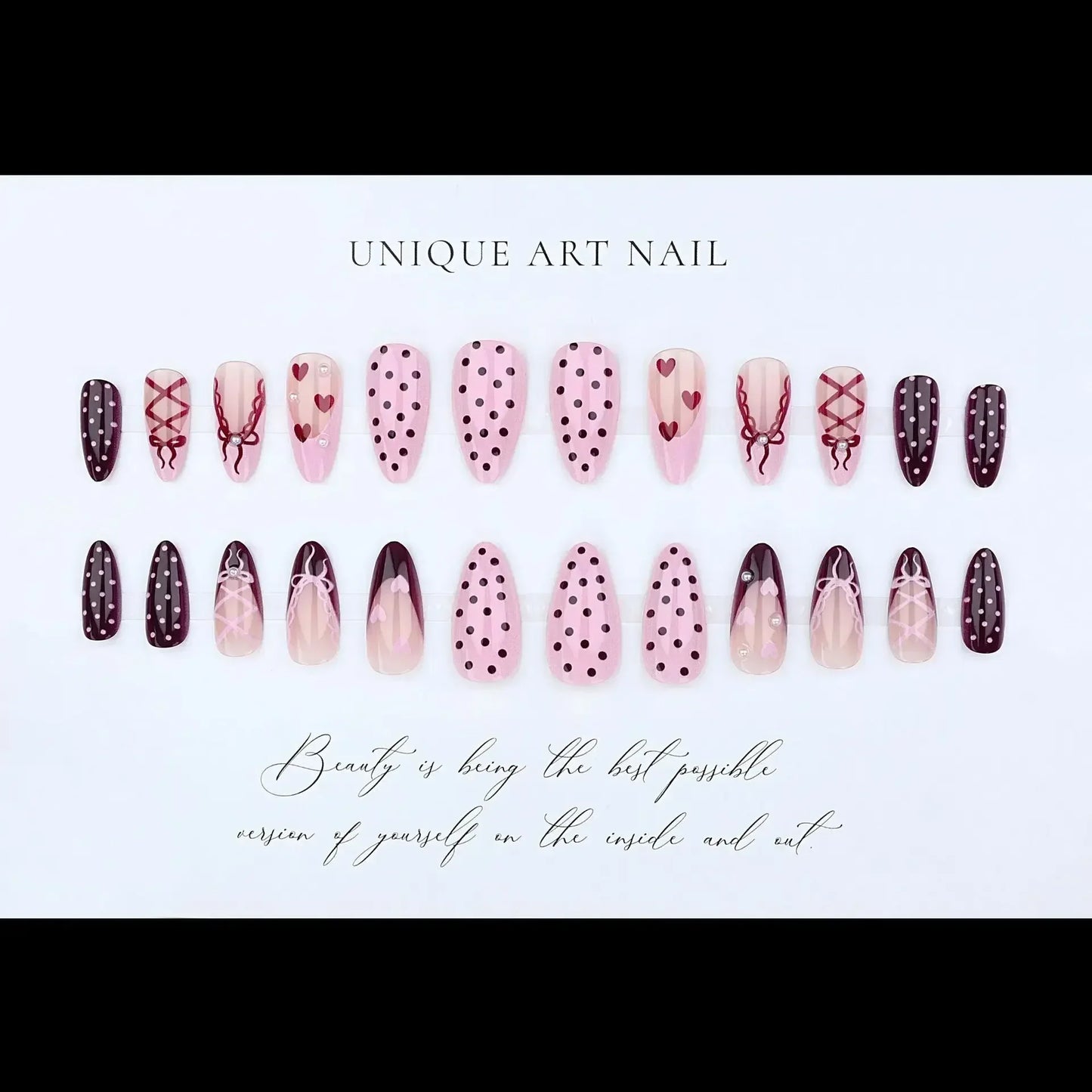 24 Pcs 3D Leopard Press On Nails – Medium Almond Acrylic Fake Nails with Polka Dot & Embossed Flower Design, Reusable Glue On Nails for Women