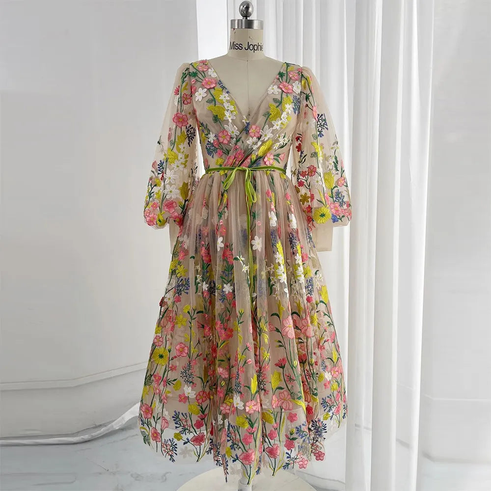 flower embroidery dress