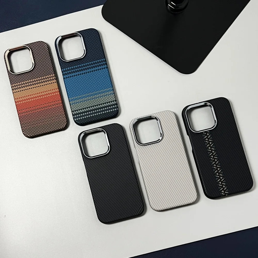 Luxury Carbon Fiber Slim Case for iPhone – Ultra-Thin Hard PC Cover with Alloy Lens Protection | Shockproof & Anti-Fingerprint