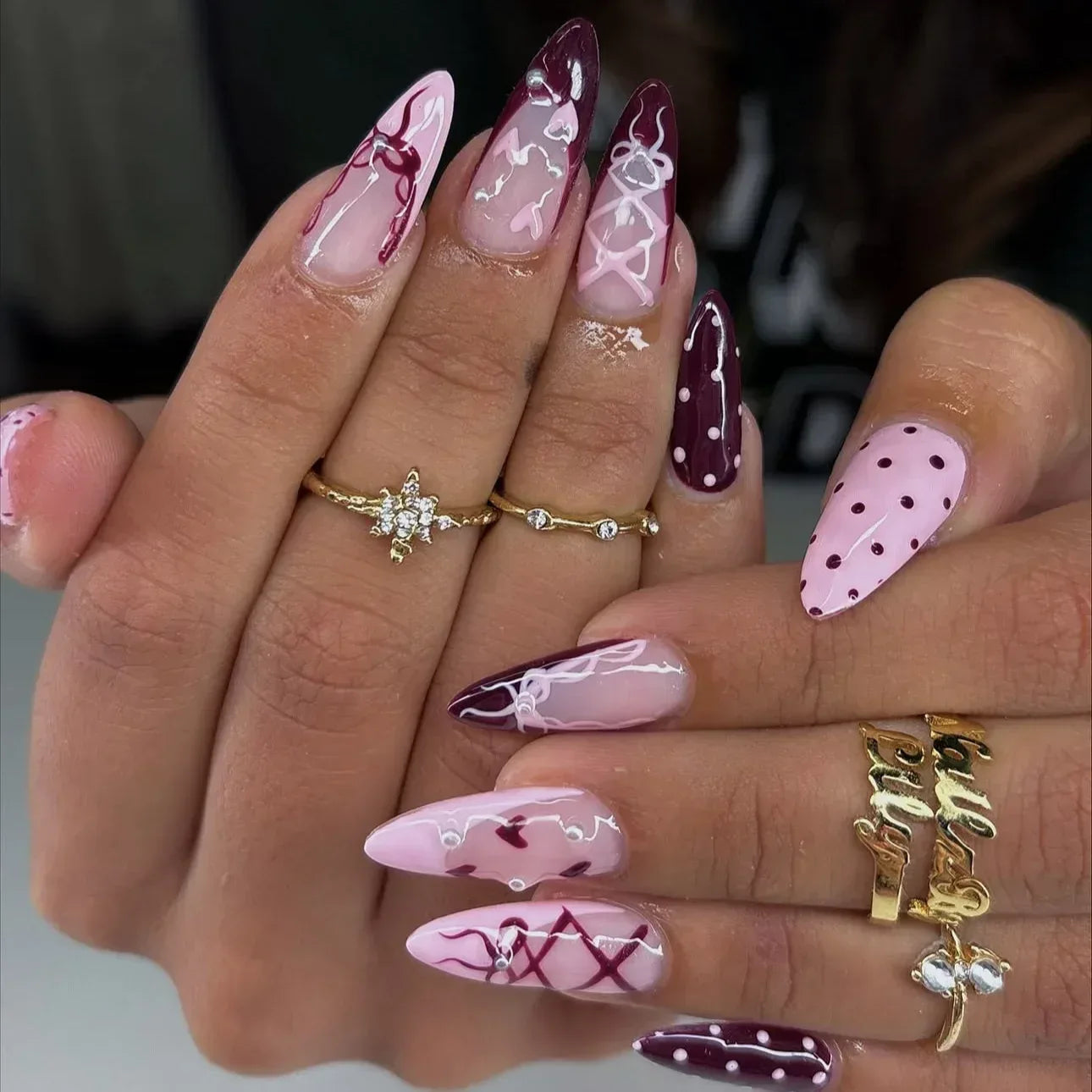 24 Pcs 3D Leopard Press On Nails – Medium Almond Acrylic Fake Nails with Polka Dot & Embossed Flower Design, Reusable Glue On Nails for Women