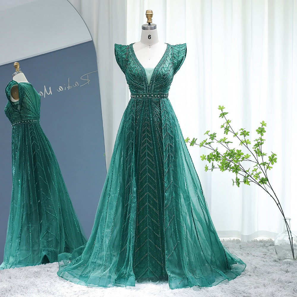 green evening dress