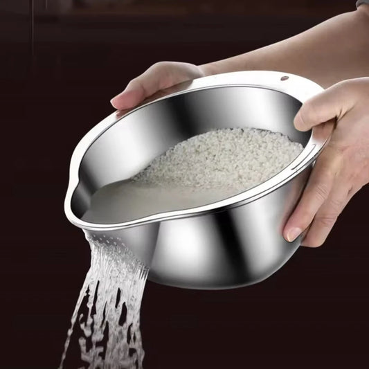 Stainless Steel Kitchen Colander – Durable & Rust-Resistant Strainer for Rice, Pasta, Vegetables | Premium Drain Basket