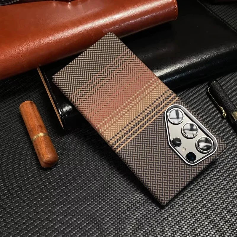 3D Carbon Fiber Texture MagSafe Case for Samsung Galaxy S23 S24 S25 Ultra – Magnetic Wireless Charging Shockproof Hard PC Cover with Alloy Lens Protection