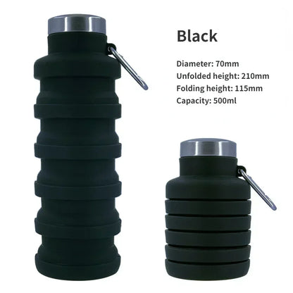 Portable Collapsible Silicone Water Bottle – 500ml Retractable Travel Cup for Sports, Cycling & Outdoor Adventures