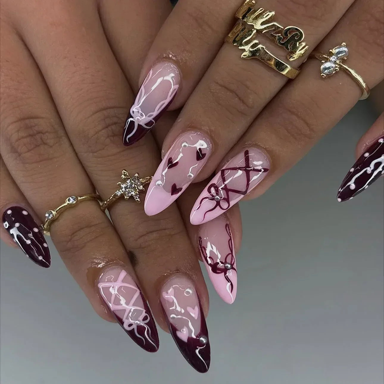 24 Pcs 3D Leopard Press On Nails – Medium Almond Acrylic Fake Nails with Polka Dot & Embossed Flower Design, Reusable Glue On Nails for Women