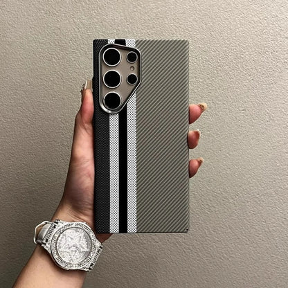 Abstract Geometric MagSafe Case for Samsung S23/S24/S25 Ultra – Alloy Lens Protection, Shockproof Carbon Fiber Texture Hard PC Back Cover