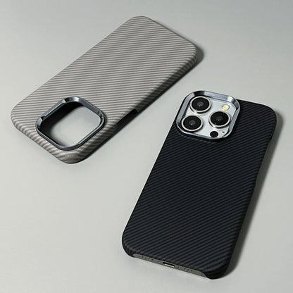 Luxury Carbon Fiber Slim Case for iPhone – Ultra-Thin Hard PC Cover with Alloy Lens Protection | Shockproof & Anti-Fingerprint