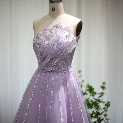 Luxury Beading Lilac Dubai Evening Dress