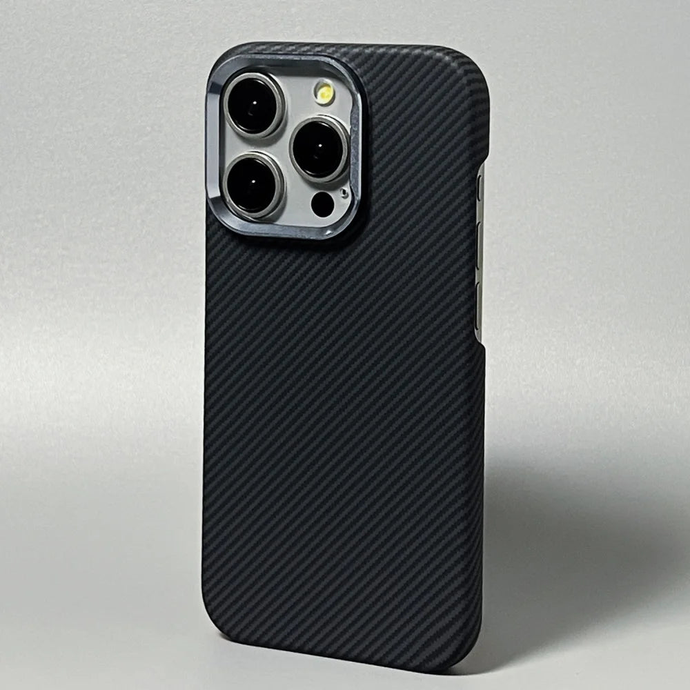 Luxury Carbon Fiber Slim Case for iPhone – Ultra-Thin Hard PC Cover with Alloy Lens Protection | Shockproof & Anti-Fingerprint