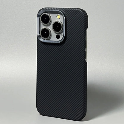 Luxury Carbon Fiber Slim Case for iPhone – Ultra-Thin Hard PC Cover with Alloy Lens Protection | Shockproof & Anti-Fingerprint