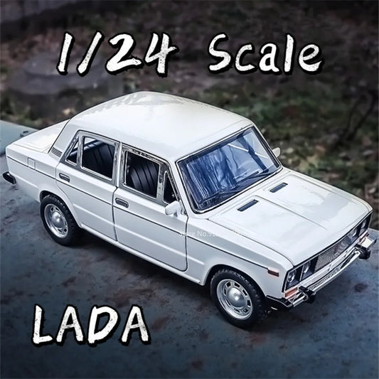 LADA Diecast Toy Car Model 1/24 Scale 6 Doors Opened Pull Back Sound & Light
