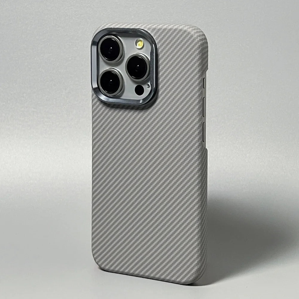 Luxury Carbon Fiber Slim Case for iPhone – Ultra-Thin Hard PC Cover with Alloy Lens Protection | Shockproof & Anti-Fingerprint