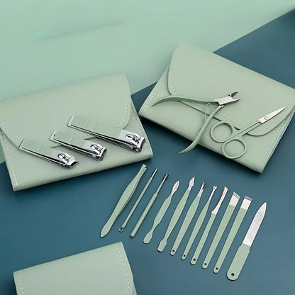 16pcs Professional Manicure & Pedicure Set – Stainless Steel Nail Clippers, Cuticle Nippers & Grooming Tools with Travel Case