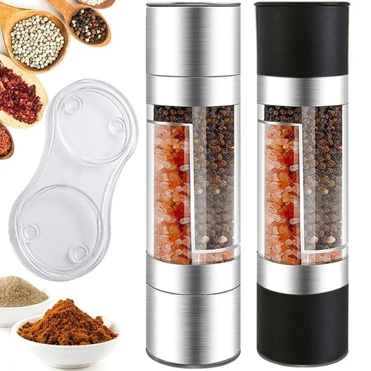 2-in-1 Manual Salt & Pepper Grinder – Adjustable Stainless Steel Spice Mill with Ceramic Grinder | Kitchen Seasoning Tool