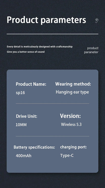 Ear-Hook Bluetooth 5.3 Wireless Earbuds with Charging Case