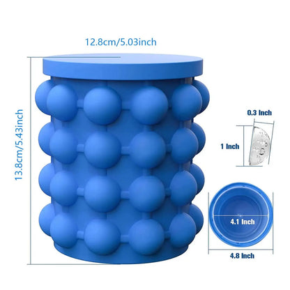 Silicone Ice Cube Maker – 3-in-1 Portable Ice Bucket for Whiskey, Wine & Beer | Space-Saving Kitchen Tool (Blue)