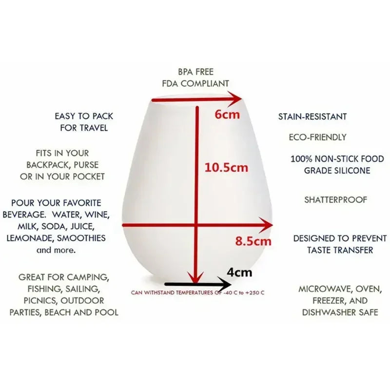 Silicone Wine Glasses – Unbreakable, Reusable & Travel-Friendly Drinkware (12oz)