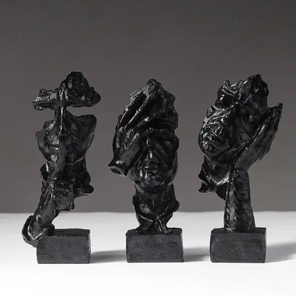 Abstract Resin Sculpture Set – Silence Is Gold Office & Home Décor