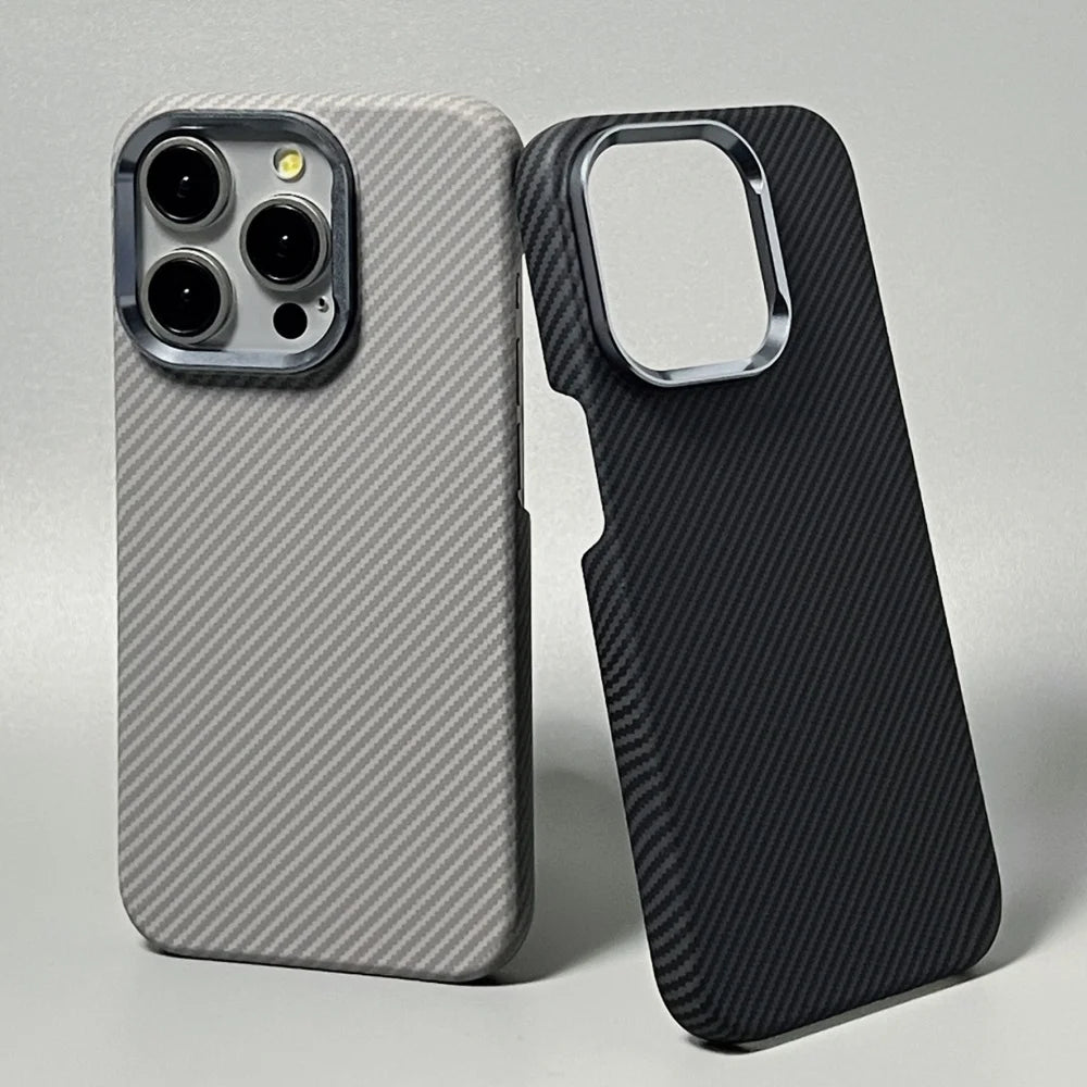 Luxury Carbon Fiber Slim Case for iPhone – Ultra-Thin Hard PC Cover with Alloy Lens Protection | Shockproof & Anti-Fingerprint