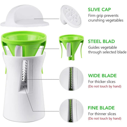 Spiralizer Vegetable Slicer – Stainless Steel & PP Spiral Cutter for Carrot, Cucumber, Potato & Cheese