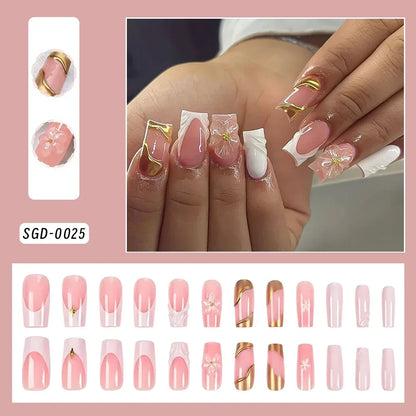 24 Pcs White French Press On Nails with 3D Bow – Short Square Acrylic Fake Nails, Reusable Full Cover Glue On Nails for Women, Ballet Y2K Style