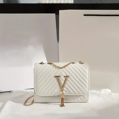Luxury Embroidered Crossbody Bag – PU Leather Clutch with Sequins, Tassels & Chain Strap | Fashionable Flap Shoulder Purse for Parties