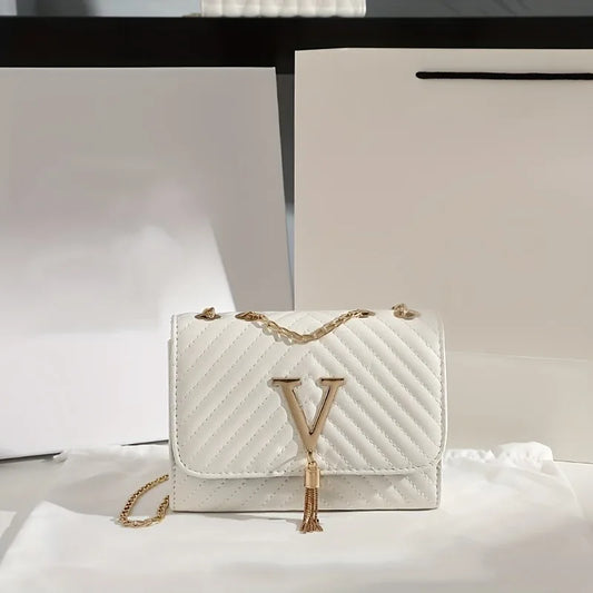 Luxury Embroidered Crossbody Bag – PU Leather Clutch with Sequins, Tassels & Chain Strap | Fashionable Flap Shoulder Purse for Parties