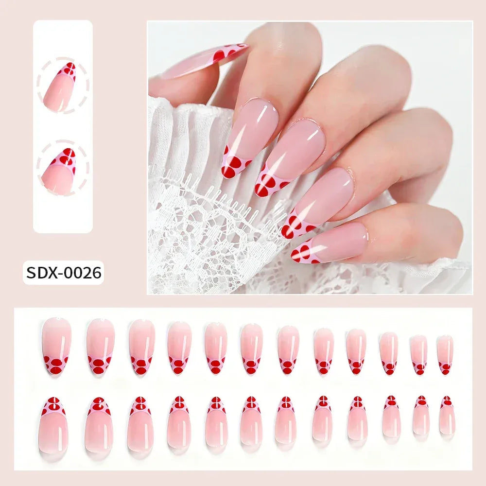 Dotted Design Press On Nails – 24pcs Shape Y2K Nail Set