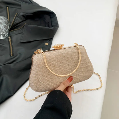 Luxury Glitter Evening Bag for Women – Elegant PU Leather Clutch Purse with Chain Strap, Designer Shoulder Bag for Party, Wedding & Banquet