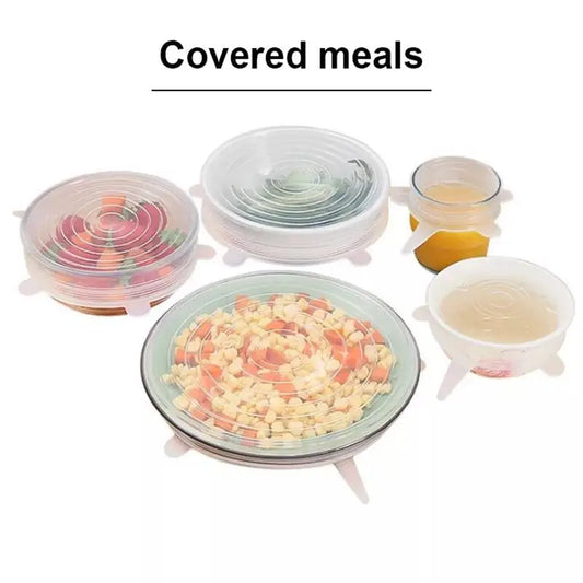 Silicone Stretch Lids 6-Piece Set – Reusable Fresh-Keeping Bowl Covers | Airtight Food Storage Lids for Refrigerator & Microwave