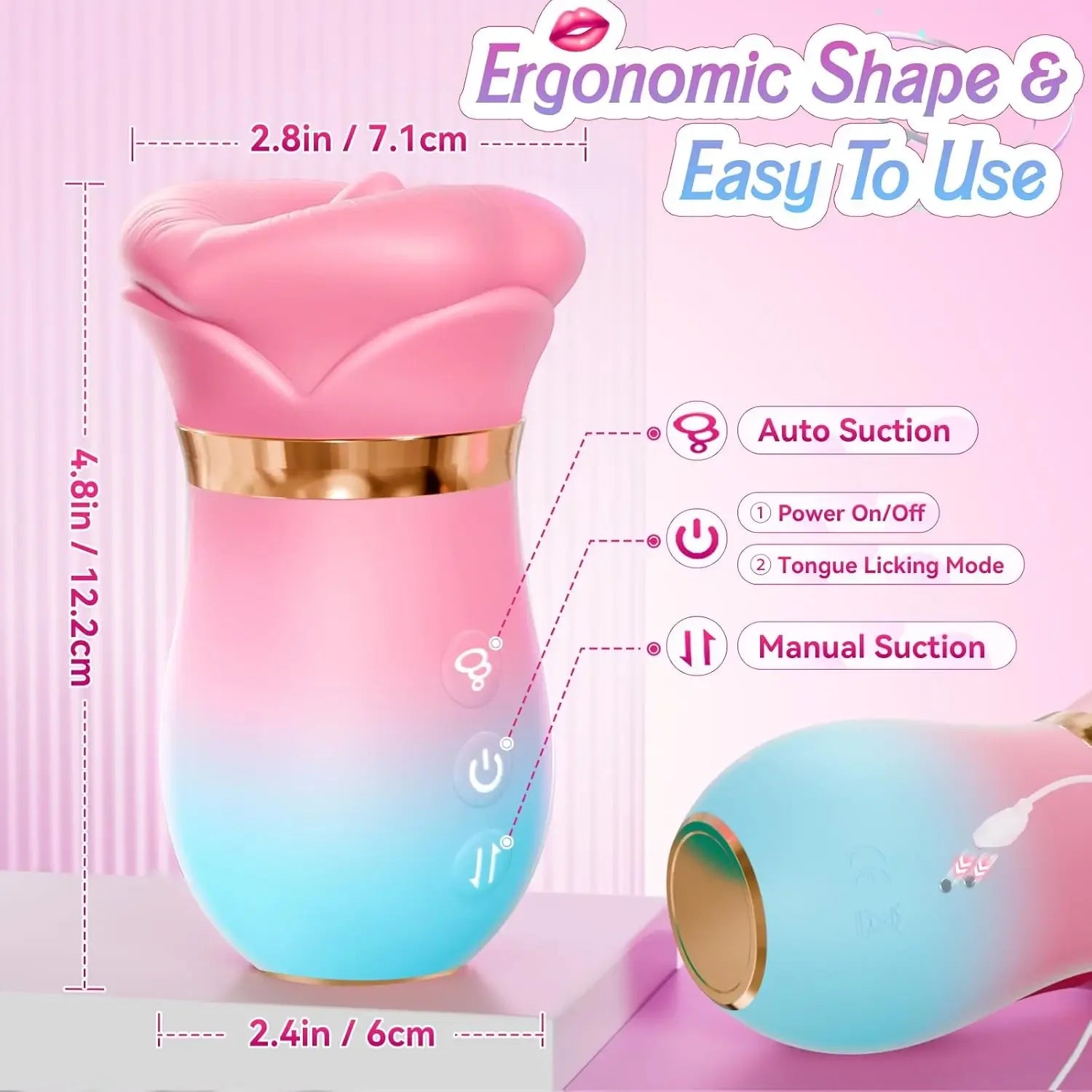 Waterproof rose suction vibrator for clitoral stimulation