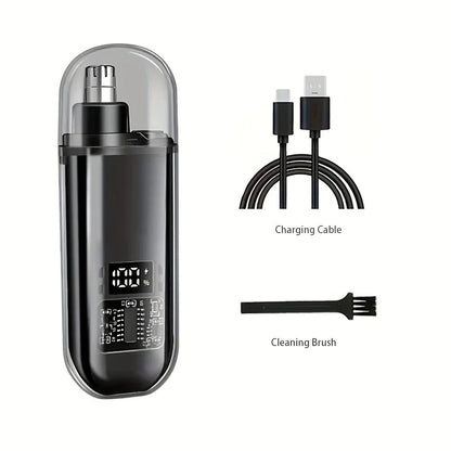 Portable USB Rechargeable Nose & Ear Hair Trimmer – Compact Electric Grooming Clipper for Men